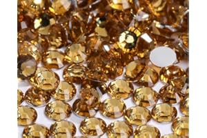 Yixinly SS30 - Lot de 1 000 strass ronds - 6 mm - Pour ongles, décoration, vêtements, coques de téléphone portable, chaussures, sacs - Doré