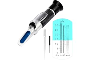 LEERCHUNAG Réfractomètre de bière LEERCHUANG Brix Réfractomètre pour la fabrication de bière, double échelle, poids spécifique 1000-1130 et Brix 0-32 %, alcool 0-17 % Vol, kit de brassage de bière