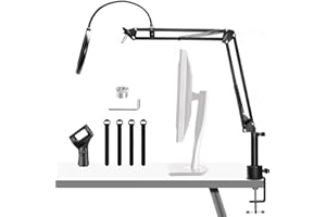 AFAITH Bras Micro avec Tube d'Extension, Perche Micro Pied de Micro Support Microphone Bureau avec Filtre anti pop pour Blue Yeti, HyperX Quadcast, Rode NT, Razer Seiren, Sm7b, AT2020, Elgato Wave