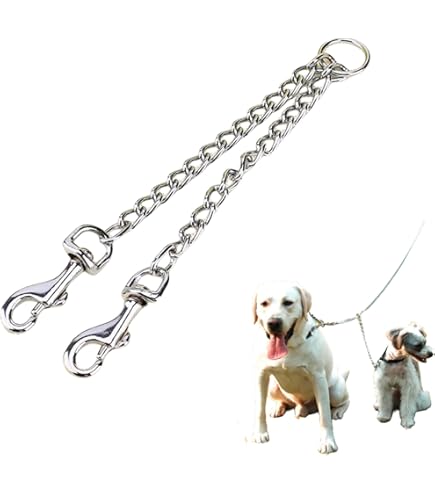Guinzaglio Doppio In Metallo Per Cani - 60 Cm, Antigroviglio, Per Due Cani - Foto 3