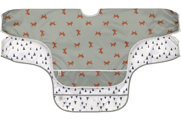 LÄSSIG Bébé Bavoir à manches longues (2 pcs.) à nouer Protection anti-chute/Long Sleeve Bib
