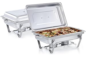 ‎WILPREP Wilprep Chafing Dish Edelstahl Buffet-Set Warmhaltebehälter Speisenwärmer Wärmebehälter Rechaud für Catering, Buffet und Party (2 Set x 9L)