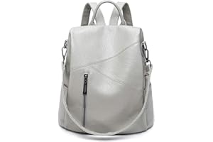 PORRASSO Mujer Mochila Antirrobo Bolso de Hombro Señoras Moda Daypack Impermeable PU Cuero Bolsa Bandolera Colegio Trabajos Viajes Mochila