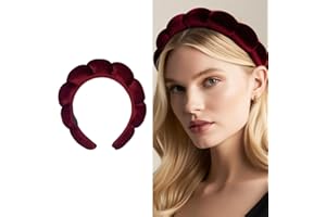 Bottega della Principessa-Serre tete, Bandeau en Velour Skincare-Maquillage-Beauty Routine pour laver le visage, avec Étui en organza (Bordeaux Vin, Serre Tete)