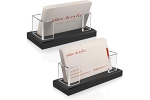 AITEE Visitenkartenhalter für Schreibtisch: 2 Stück Klarer Acryl Visitenkartenständer, Visitenkarten Aufsteller Fasst 60-80 Visitenkarten für Messestand Kaufhaus Theke Büro