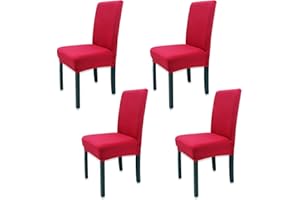 Leeyunbee 4 Stück Esszimmer Stuhlhussen, Abnehmbare Waschbar Elastische Moderne Beschützer Stuhlbezug, Dehnbare Stuhlhussen Für Hochzeit Partys Bankett Haus Esszimmer, Hotel, Restaurant Dekor (Rot)