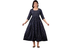 Women's Cotton Maternity Anarkali Kurti Comfortable Nursing Feeding Kurta Dress with Both Side Zippers