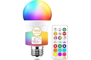 iLC 12W Lampadina Colorate Led RGBW Cambiare colore Lampadina Bianca Calda 2700K E27 Edison RGB LED Lampadina Led a Colori Telecomando Incluso (Confezione da 1)