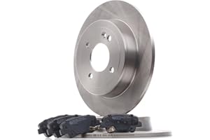 RIDEX Kit de discos de freno y pastillas 3405B0426 Eje trasero Chapa antichirridos macizo compatible con VW GOLF III 1H1, MERCEDES-BENZ Clase C Sedán W204, BMW 3 Sedán E46, RENAULT Captur J5, H5