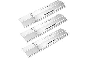 SWAWIS 3 Set 29,8-53,3 cm Universal Placa de Calor Piezas, Accesorio de Calor de 430 Acero Inoxidable para Landmann Outback Brinkmann Charbroil, Burner Cover(Plata)