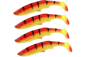 East Rain 3D Bleak Paddle Tail Swimbait en Plastique Souple pour Tout leurres de pêche, leurres pour la pêche au brochet, pour la pêche en Eau Douce en Eau salée (12cm/14.5g, 4pc/Pack)