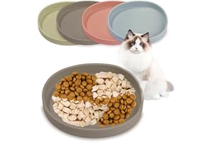 ToKinCen Futternapf für Katzen｜ Futterschale flach｜ Katzennapf Silikonnapf ｜Trinkschale｜ Katzenschüssel｜Tiernäpfe für Trockenfutter,｜Nassfutter katzennapf,Hohe/niedrige Temperaturbeständigkeit(braun)