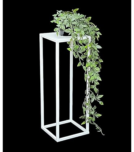 DanDiBo Bloemenkruk, metaal, wit, vierkant, 50-70 cm, bloemenstandaard, bijzettafel, 96482, bloemenzuil, moderne plantenstandaard, plantenkruk (70 cm