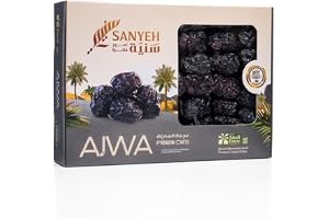 Sanyeh Ajwa Premium Dadlar 500 g – Mjuka svarta dadlar från Saudiarabien – Naturligt söta, fiberrika, utan tillsatt socker, 100% naturliga