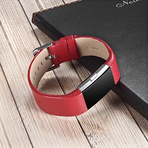 DigiHero Ersatz-Armband für Fitbit Charge 2, Leder, mit Metall-Schließe (ohne Tracker), 1 Stück - 4
