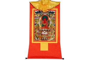 Gandhanra Thangka Tibétain - Terre Pure d'Amitabha Thangka - Peinture Tantrique Bouddha à Dorure - Tapisserie Mural pour Décoration Zen - Méditation et Relaxation Spirituelle