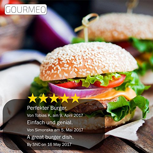 GOURMEO Burgerpresse aus Aluguss mit Antihaftbeschichtung und 30 Blatt Antihaftpapier | mit 2 Jahren Zufriedenheitsgarantie | Hamburgerpresse, Hamburger-Presse, Burger Maker - 5