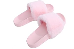 AIOTIO APIKA Femmes Flip Flop Faux Fourrure Slipper Fuzzy Fluffy Comfy Sliders Open Toe Slip sur