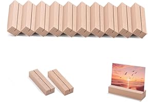 Yemmert 12 Stück Kartenhalter Holz, 10cm Lange Tischkartenhalter Kartenhalter Menükartenhalter Postkartenständer Fotohalter aus Massivem Buchenholz