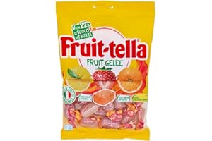 Fruittella Gelée, Caramelle Gommose, Gusto Fragola, Arancia e Limone, Con Succo di Frutta, Senza Glutine, Confenzione da 1 Busta da 180g, da Portare Sempre con te e da Condividere con chi vuoi