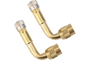 Gments Tire Valve Extension Adapter Valve Stem Extender 90 Degree Brass for Easy Access Air Maintenance Compatible with Cars Motorcycles Bikes Trucks Strollers 2 Metal Caps