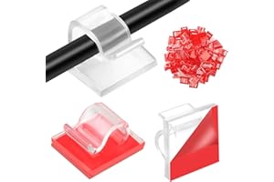 HOINY Cable Clips Self Adhesive, 80PCS Transparent Wire Clips,Sticky Cable Hooks for Outdoor Indoor Cable Management,Fairy Lights Hanging, Home, Office, Wall Decorations (CLEAR)