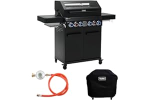 TAINO PLATINUM YAMARA DARK 4+2 Gasgrill Set Stahl 4 Brenner Keramik Sear-Burner Keramik Backburner Piezo-Zündung Abdeckhaube