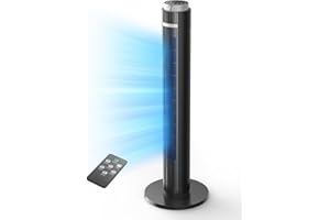 OMISOON Ventilatore a Torre Silenzioso, Display LED, Ventilatore a Colonna con Telecomando, 6m/s, 4 Modalità, 6 Velocità, Timer 12 Ore, Ventilatore a Torre Oscillante a 70°, 28dB Fan, Ideale per Casa