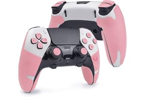 TALONGAMES Controller Grips Compatible with PlayStatio 5 DualSense Edge, Anti-Slip, Sweat-Absorbent, Textured Skin kit, for PS5 Controllers Handle Grips, Buttons, Triggers (Pro Version - Pink)