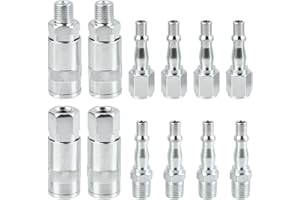 FINZOO 12 Pcs Air Line Connectors,1/4" BSP Airline Fittings,Euro Air Line Connectors,Airline Hose Compressor Fittings with Male Female Thread