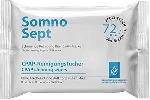 SomnoSept CPAP-Reinigungstücher - 72 Stück - Schnelle Reinigung von CPAP-Maske - für guten Maskensitz - weiche Tücher aus 100% Viskose - geruchsneutral - dermatologisch getestet