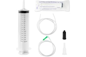 HXC Duża strzykawka, 150 ml, z rurkami z tworzywa sztucznego, strzykawka bez igły, wielokrotnego użytku, do aplikatorów olejowych lub klejowych, eksperymentów