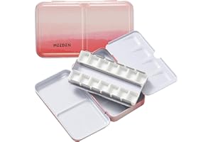 MEEDEN Paleta de Pintura de Acuarela vacía: Paleta de Colores de Agua de Viaje con 12 Medias sartenes, Caja de Metal portátil para Artistas, Estudiantes, Adultos (Rojo)