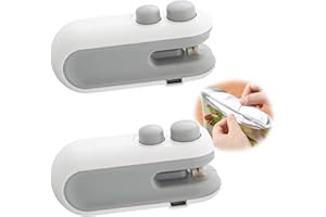 JinRui-T Mini Bag Sealer,Handheld Heat Sealer,Rechargeable Easy Seal Bag Sealer for Snacks,2 in 1 Heat Sealer and Cutter,2 PCS Bag Resealer Preservation Food Storage (White-White)