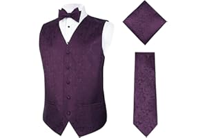 Alizeal Gilet da uomo Paisley, cravatta da uomo, cravatta a papillon legato, 8,5 cm