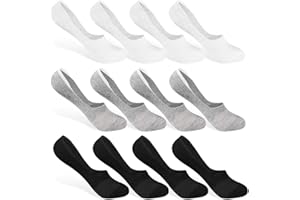 Rovtop 12 Paia Calzini Sportivi Uomo donna,Fantasmini Unisex Sneaker Calze Invisibili,on taglio basso Antiscivolo,Eur 39-46 (Nero, Bianco, Grigio)