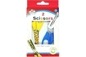 Anker Kids Create Arts and Crafts Animal Printed Scissors, Plastic, Assorted Colour, 2-Piece
