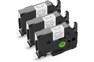 Suminey Kompatybilna taśma zastępcza do Brother P-Touch TZe 231 12 mm 0,47 laminowana czarna na białej kasecie TZe do etykiet Brother Ptouch TZ231 z Brother H110 900 1000 1010, 3-pak