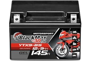 BlackMax YTX9-BS GEL Motorradbatterie 12V 9Ah CTX9-BS Batterie GTX9-BS ETX9-BS
