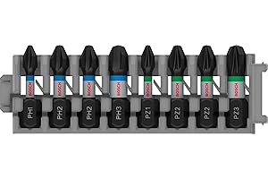 Bosch Professional 8 pz. di Bit di Avvitamento Phillips (Impact Control, PH und PZ Bits, Lunghezza 25mm, Pick and Click, Accessorio Avvitatore a Impulsi)