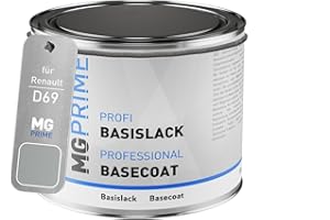 MG PRIME Vernice per auto Barattolo pronto all’uso per Renault D69 Gris Platine Metallic/Mercury Metallic Vernice di base 0,5 litri 500ml