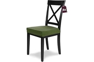 SH SCHEFFLER-HOME LIVE HOMESTYLE SCHEFFLER-Home 4 Fundas Sillas de Comedor Elásticas Luna – Elegantes Fundas Sillas Ajustables – Franela Fundas para Sillas con Banda Elástica, Verde