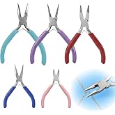 5 Pieces Jewelry Making Pliers, Chain Nose Pliers, Round Nose Pliers Flat Bending Wire Cutting Pliers for Jewelry, DIY