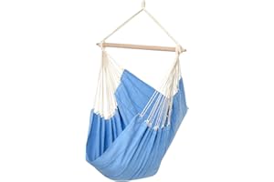 ‎AMAZONAS AMAZONAS XL Hängesessel handgefertigt in Brasilien Artista Blue mit Querstab aus FSC Buchenholz 110 cm bis 150kg in Hellblau