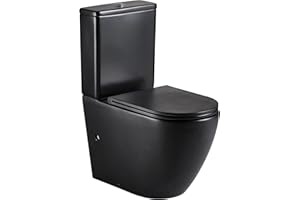 AQUORE Pack Inodoro Génova Compacto Color Negro Mate | Medidas 82,5 cm Alto x 62 cm Fondo x 39 cm Ancho