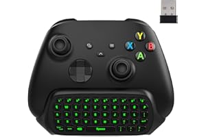 MoKo Mini Tastiera Retroilluminata Verde Compatibile con Xbox One Controller/Series X/S, 2,4G Ricevitore Wireless con Cuffia e Audio Jack Compatibile con Xbox-One/One S/Elite/2, Nero Antracite
