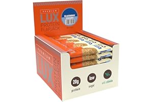 Premium LUX Protein Flapjack Bars - High Protein, Low Sugar Snack – Bodybuilding Warehouse - Blueberry Yogurt (24 x 75g)