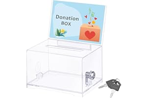 Bczhieulw Trasparente scatola per donazioni，Scatola azione,Salvadanaio, scatola per raccogliere opinioni, voto in classe, donare e biglietti da visita da collezione，Con serratura e chiave