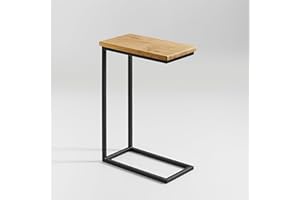 ‎BESTLOFT.DE BestLoft.de Kleiner Beistelltisch Couch Schwarz Weiß Holz Laptoptisch C Form Sofatisch Side Table Tabletttisch Eiche Bed Table Nachttisch hoch Laptoptisch für Couch Kleiner Wohnzimmertisch (CSH-W)