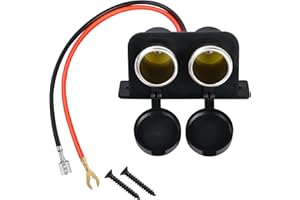 RIIEYOCA Presa accendisigari 12V, presa doppia accendisigari CC 12V, con coperchio accendisigari e cavo (terminali connettori), per auto, camion, camper, moto, barca, ecc